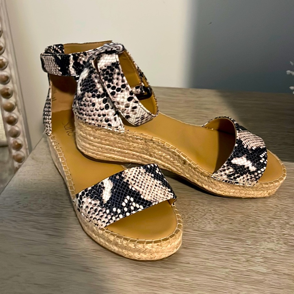Franco Sarto animal print medium wedge espadrilles